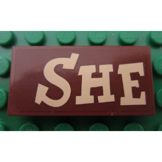 Tile 2 x 4 with 'SHE' Pattern (Sticker) - Set 7594