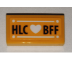 Tile 1 x 2 with 'HLC Heart BFF' Pattern (Sticker) - Set 41340