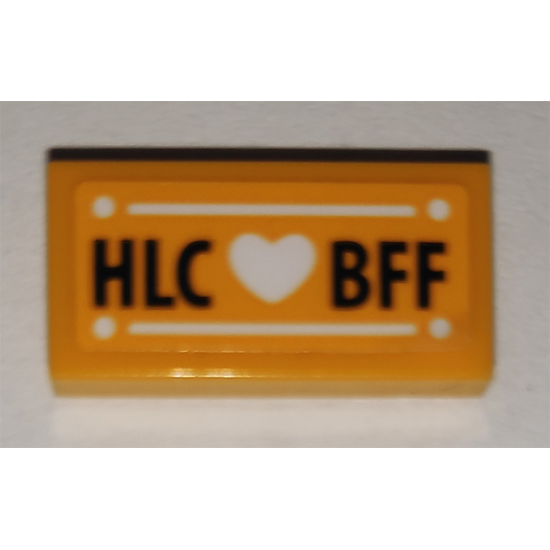 Tile 1 x 2 with 'HLC Heart BFF' Pattern (Sticker) - Set 41340