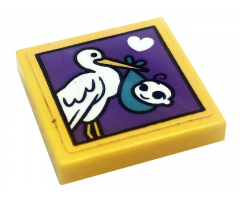 Tile 2 x 2 with Stork Pattern (Sticker) - Set 41318