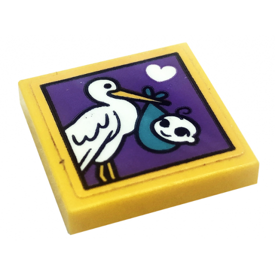 Tile 2 x 2 with Stork Pattern (Sticker) - Set 41318