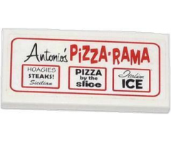 Tile 2 x 4 with 'Antonio's PIZZA-RAMA' Advertising Pattern (Sticker) - Set 79104