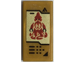 Tile 1 x 2 with Buttons and Red Atlantis Squid Warrior on Gold Background Pattern (Sticker) - Set 70657
