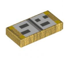 Tile 1 x 2 with Pixelated Black, White and Gray Pattern (Minecraft Open Book)