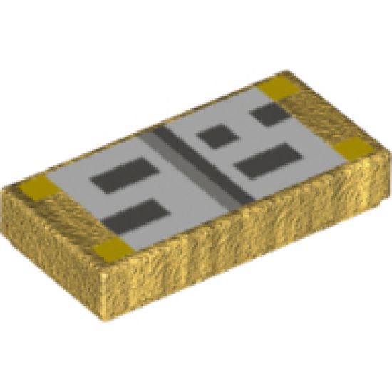 Tile 1 x 2 with Pixelated Black, White and Gray Pattern (Minecraft Open Book)