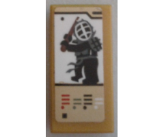 Tile 1 x 2 with Ninjago Game Card with Black Kendo Cole Pattern (Sticker) - Set 70589