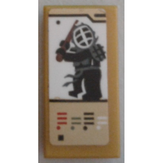 Tile 1 x 2 with Ninjago Game Card with Black Kendo Cole Pattern (Sticker) - Set 70589