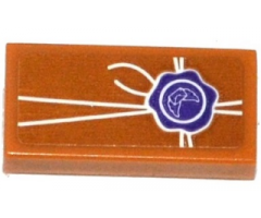 Tile 1 x 2 with Dark Purple Seal and White Strings Pattern (Sticker) - Set 41176