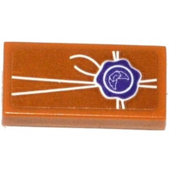 Tile 1 x 2 with Dark Purple Seal and White Strings Pattern (Sticker) - Set 41176