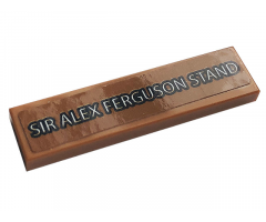Tile 1 x 4 with White 'SIR ALEX FERGUSON STAND' on Medium Nougat Background Pattern (Sticker) - Set 10272
