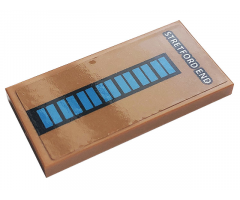 Tile 2 x 4 with White 'STRETFORD END' and Blue Rectangles Pattern (Sticker) - Set 10272