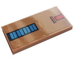 Tile 2 x 4 with Blue and Red Rectangles Pattern (Sticker) - Set 10272