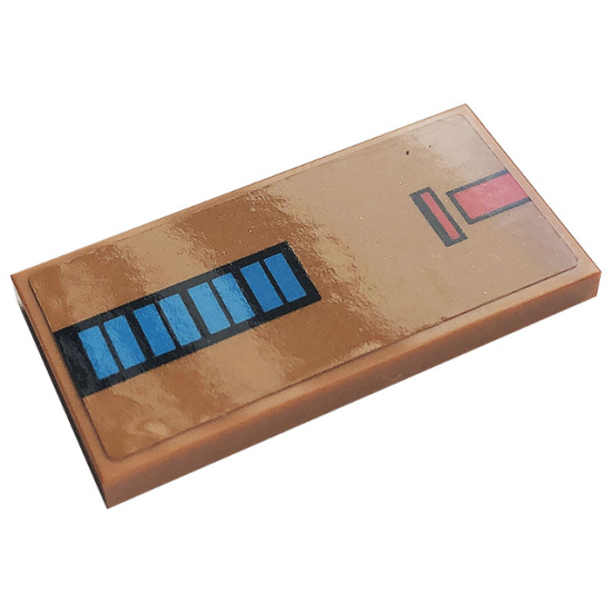 Tile 2 x 4 with Blue and Red Rectangles Pattern (Sticker) - Set 10272