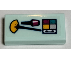 Tile 1 x 2 with Brushes and Eye Shadow Pattern (Sticker) - Set 41344