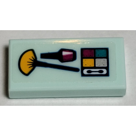 Tile 1 x 2 with Brushes and Eye Shadow Pattern (Sticker) - Set 41344