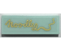 Tile 1 x 3 with Gold Script 'Noodles' Pattern (Sticker) - Set 70657