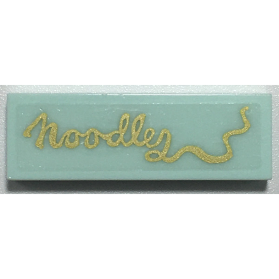 Tile 1 x 3 with Gold Script 'Noodles' Pattern (Sticker) - Set 70657