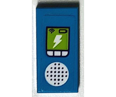 Tile 1 x 2 with CB Radio, Speaker, Buttons and Lightning Pattern (Sticker) - Set 41339