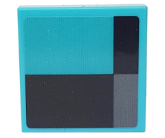 Tile 2 x 2 with Black and Dark Bluish Gray Rectangles on Medium Azure Background Pattern (Sticker) - Set 76898