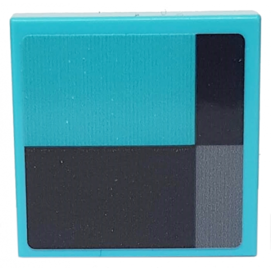 Tile 2 x 2 with Black and Dark Bluish Gray Rectangles on Medium Azure Background Pattern (Sticker) - Set 76898