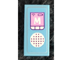 Tile 1 x 2 with Speaker Grille, Buttons and 'M' Pattern (Sticker) - Set 41325