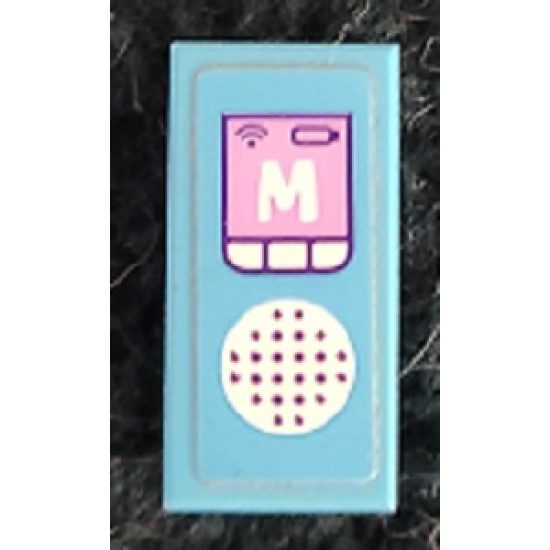 Tile 1 x 2 with Speaker Grille, Buttons and 'M' Pattern (Sticker) - Set 41325