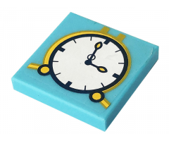 Tile 2 x 2 with Clock with White Face, Bright Light Orange Border, and Dark Blue Hands Pattern (Sticker) - Set 41232