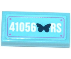 Tile 1 x 2 with Butterfly and '41056 RS' Plate Pattern (Sticker) - Set 41056