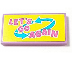 Tile 2 x 4 with 'LET'S GO AGAIN' and Medium Azure Arrows Pattern (Sticker) - Set 41456