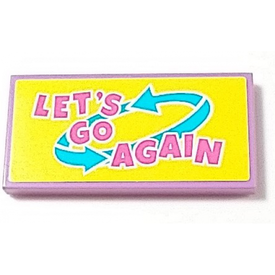 Tile 2 x 4 with 'LET'S GO AGAIN' and Medium Azure Arrows Pattern (Sticker) - Set 41456