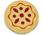Tile, Round 2 x 2 with Bottom Stud Holder with Fruit Pie Pattern (Sticker) - Set 41074