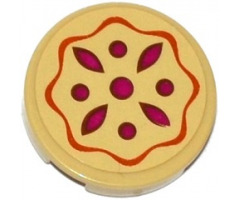 Tile, Round 2 x 2 with Bottom Stud Holder with Fruit Pie Pattern (Sticker) - Set 41074