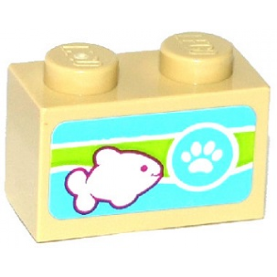 Brick 1 x 2 with Paw Print and Fish Pattern (Sticker) - Set 41085
