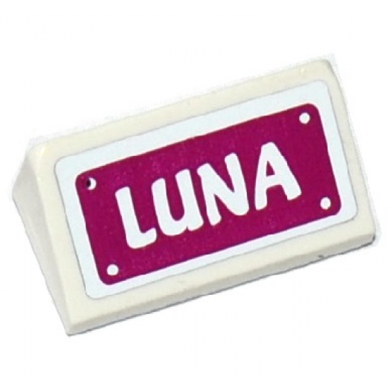 Slope 30 1 x 2 x 2/3 with White 'LUNA' on Magenta Background Pattern (Sticker) - Set 41124