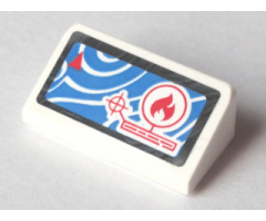 Slope 30 1 x 2 x 2/3 with Red Crosshairs, Flame and Triangle on Blue Background Pattern (Sticker) - Set 60005