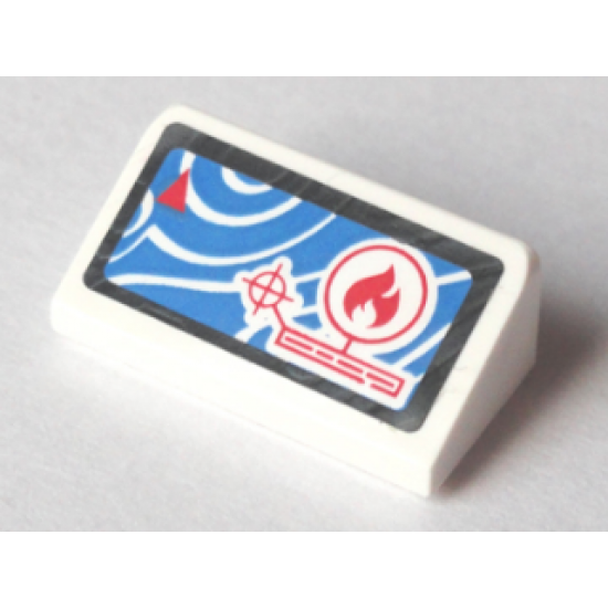 Slope 30 1 x 2 x 2/3 with Red Crosshairs, Flame and Triangle on Blue Background Pattern (Sticker) - Set 60005
