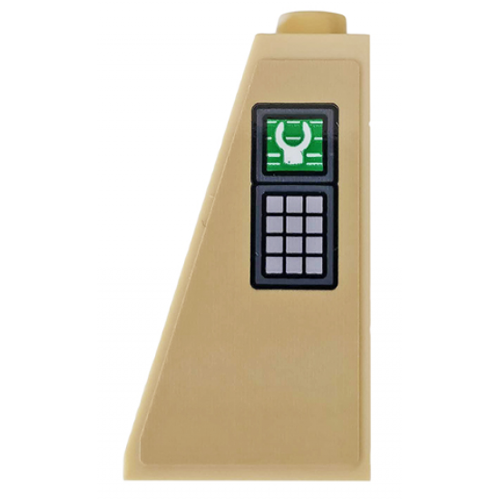 Slope 75 2 x 1 x 3 - Hollow Stud with Control Panel with Buttons and Green Hand Print Scanner Pattern (Sticker) - Set 76157