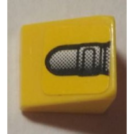 Slope 30 1 x 1 x 2/3 with Fender / Bumper End on Yellow Background Pattern Model Right Side (Sticker) - Set 8666