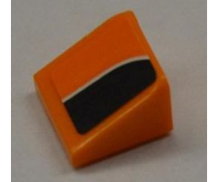 Slope 30 1 x 1 x 2/3 with White Line on Orange and Black Pattern Model Right (Sticker) - Set 8125