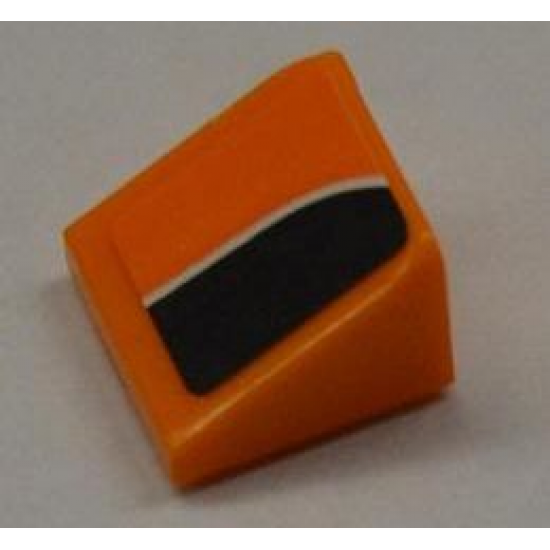 Slope 30 1 x 1 x 2/3 with White Line on Orange and Black Pattern Model Right (Sticker) - Set 8125
