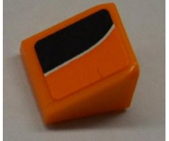 Slope 30 1 x 1 x 2/3 with White Line on Orange and Black Pattern Model Left (Sticker) - Set 8125