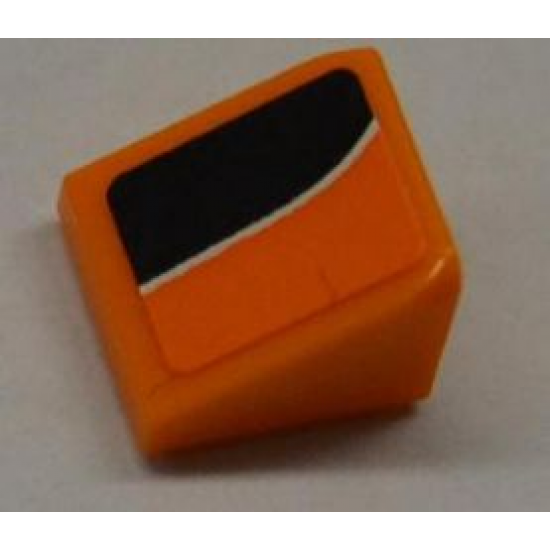 Slope 30 1 x 1 x 2/3 with White Line on Orange and Black Pattern Model Left (Sticker) - Set 8125