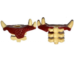 Minifigure, Body Wear Armor Shoulder Pads with 3 Spikes and Spine with Dark Red Pads Pattern