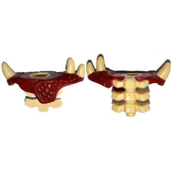 Minifigure, Body Wear Armor Shoulder Pads with 3 Spikes and Spine with Dark Red Pads Pattern