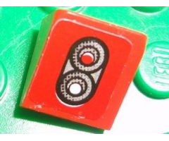 Slope 30 1 x 1 x 2/3 with Red and White Taillights on Red Background Pattern (Sticker) - Set 8656