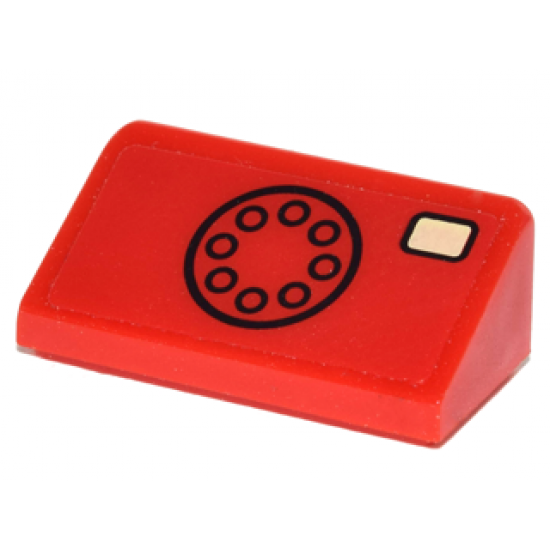 Slope 30 1 x 2 x 2/3 with Black Telephone Dial and Tan Button Pattern (Sticker) - Set 10937