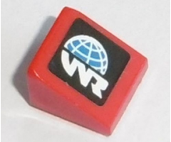 Slope 30 1 x 1 x 2/3 with Globe and White 'WR' World Racer Logo Pattern Model Left Side (Sticker) - Set 8864