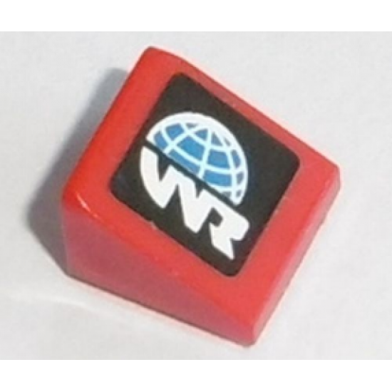 Slope 30 1 x 1 x 2/3 with Globe and White 'WR' World Racer Logo Pattern Model Left Side (Sticker) - Set 8864