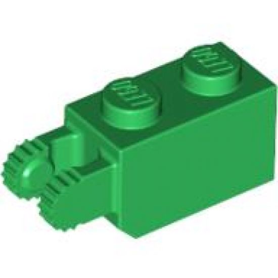 Hinge Brick 1 x 2 Locking with 2 Fingers Vertical End, 9 Teeth