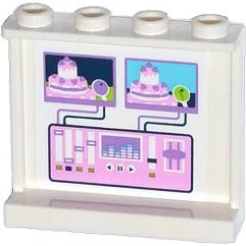 Panel 1 x 4 x 3 with Side Supports - Hollow Studs with Video Mixer Console Pattern on Inside (Sticker) - Set 41056